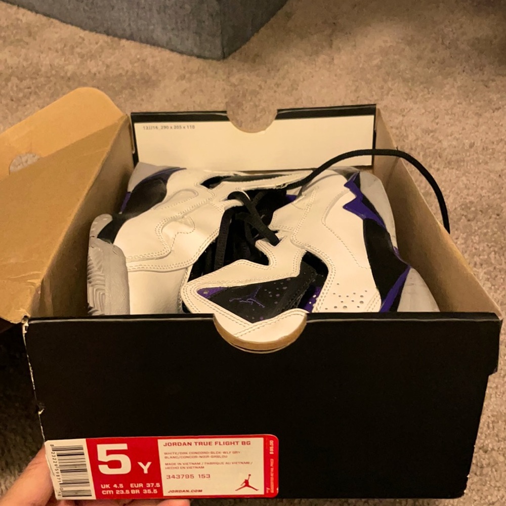 White Black Purple Jordan’s 5youth